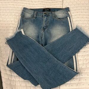 akira jeans with white stripes